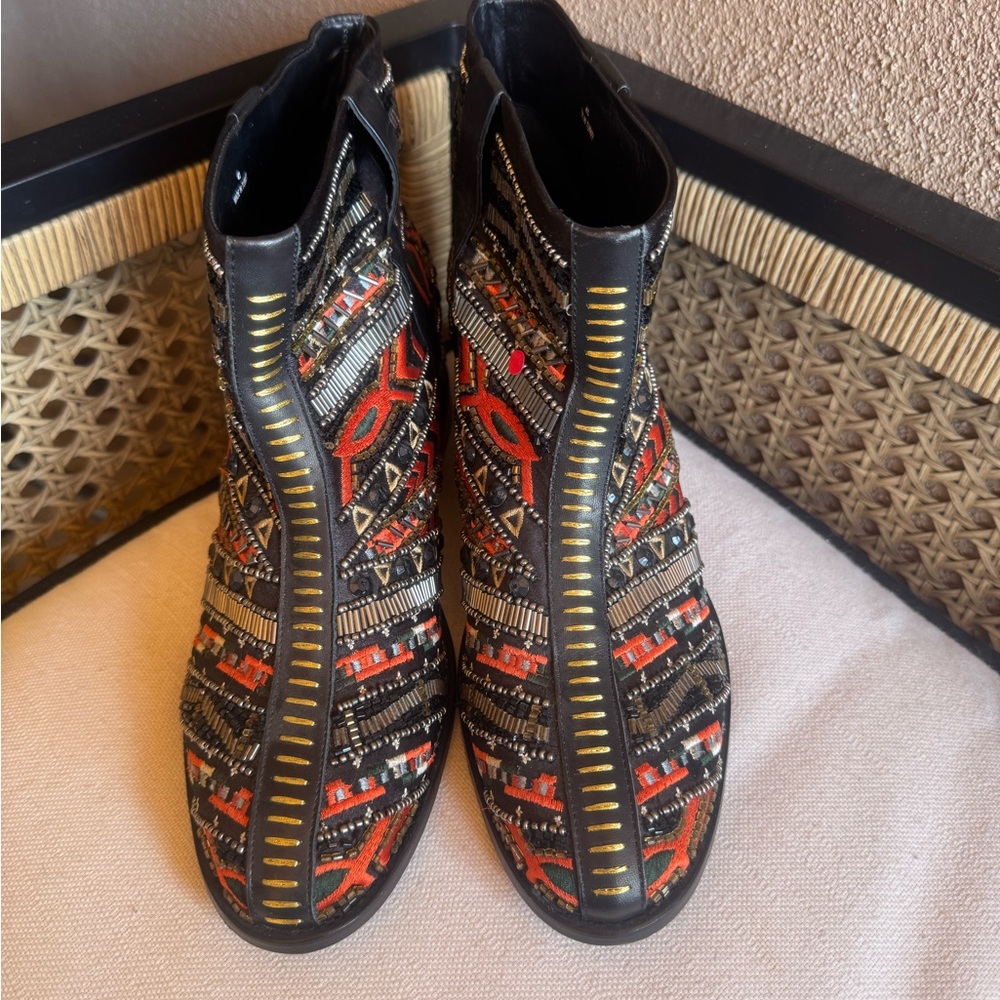 HTF New Alice + Olivia Bohemian Boots With Intricate Beading & Hidden Heel EU 41 - Picture 7 of 9